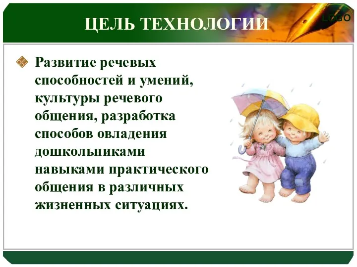 ЦЕЛЬ ТЕХНОЛОГИИ Развитие речевых способностей и умений, культуры речевого общения,