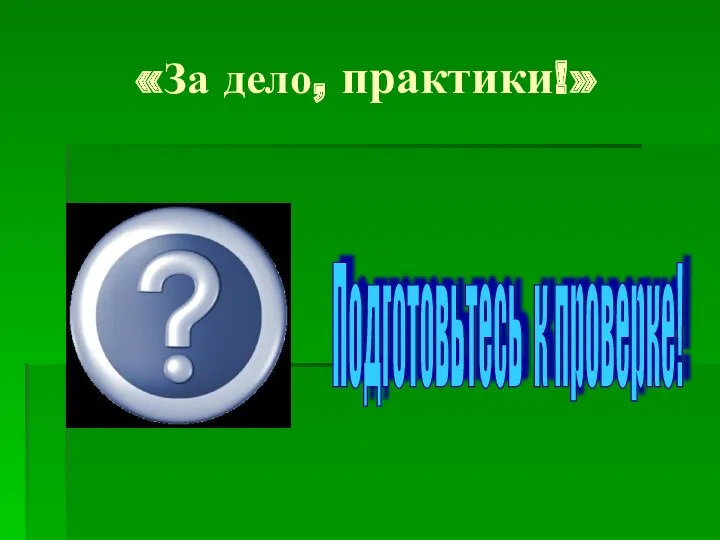 «За дело, практики!» Подготовьтесь к проверке!