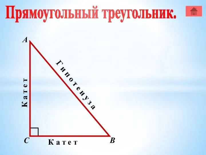 Прямоугольный треугольник. А В С К а т е т