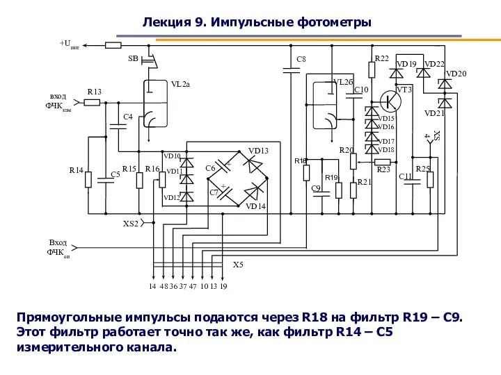 Лекция 9. Импульсные фотометры Прямоугольные импульсы подаются через R18 на