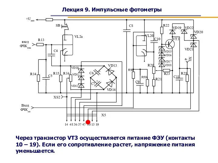 Лекция 9. Импульсные фотометры Через транзистор VT3 осуществляется питание ФЭУ