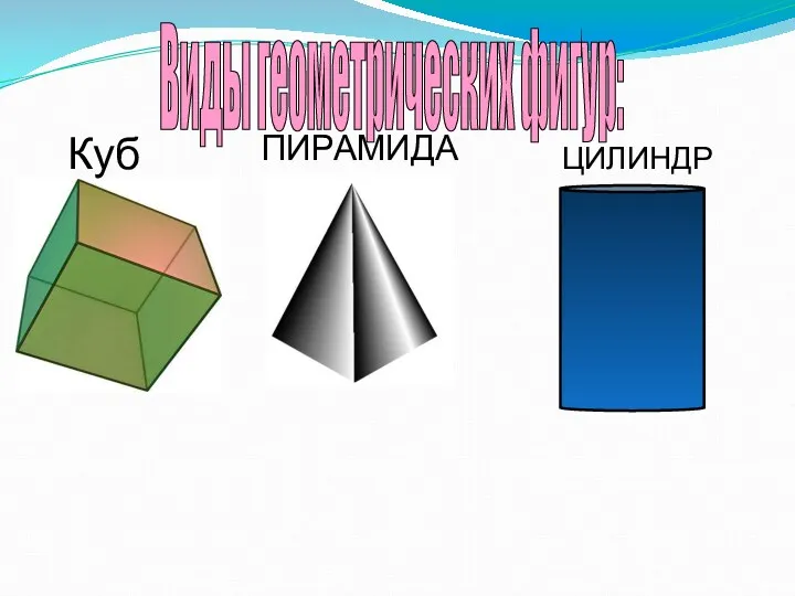Виды геометрических фигур: Куб ПИРАМИДА ЦИЛИНДР
