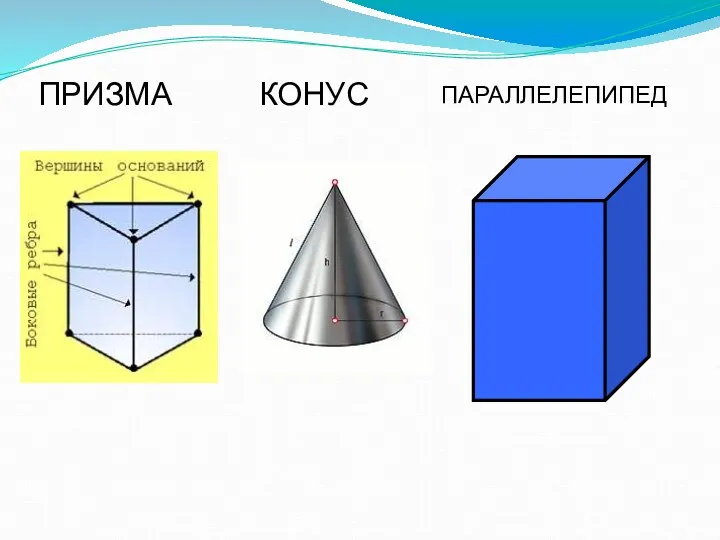 ПРИЗМА КОНУС ПАРАЛЛЕЛЕПИПЕД