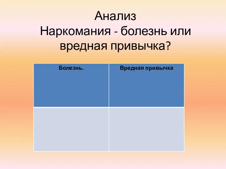 Анализ Наркомания - болезнь или вредная привычка?