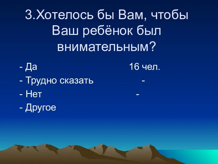 3.Хотелось бы Вам, чтобы Ваш ребёнок был внимательным? - Да