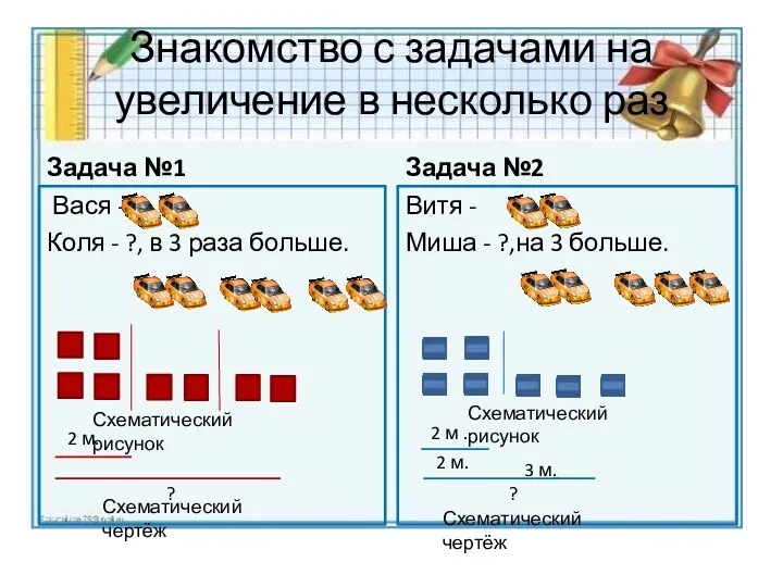 Знакомство с задачами на увеличение в несколько раз Задача №1