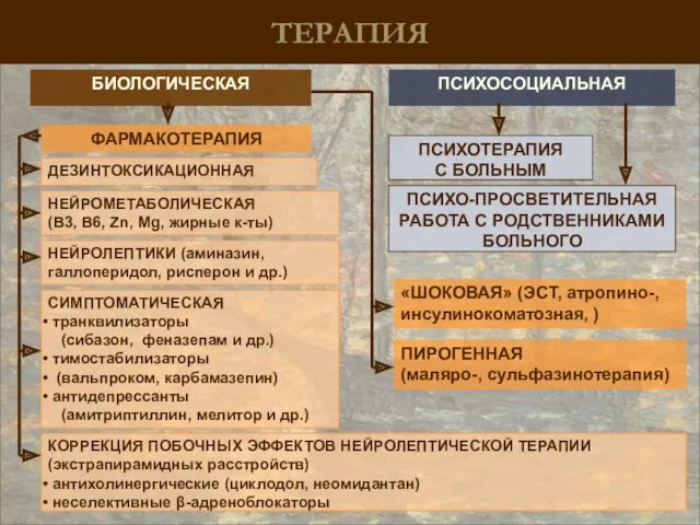 ТЕРАПИЯ БИОЛОГИЧЕСКАЯ ПСИХОСОЦИАЛЬНАЯ ПСИХО-ПРОСВЕТИТЕЛЬНАЯ РАБОТА С РОДСТВЕННИКАМИ БОЛЬНОГО ПСИХОТЕРАПИЯ С