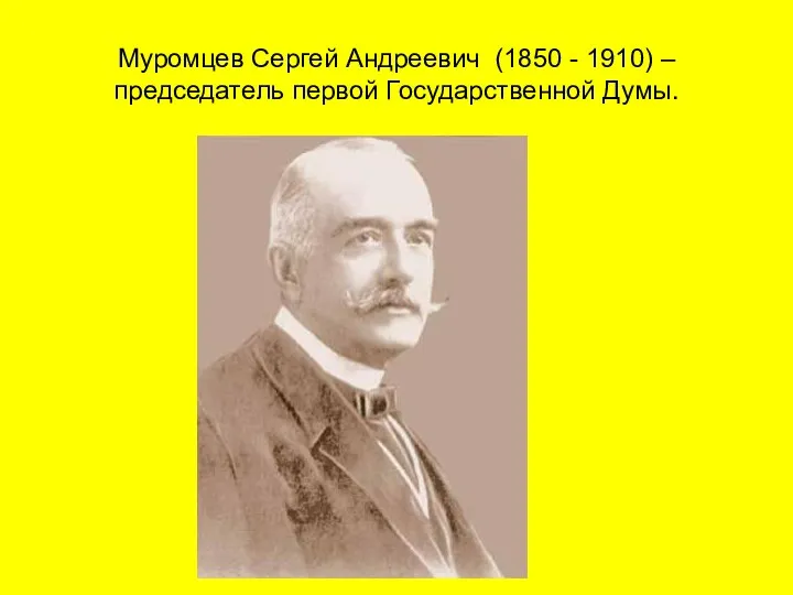 Муромцев Сергей Андреевич (1850 - 1910) – председатель первой Государственной Думы.
