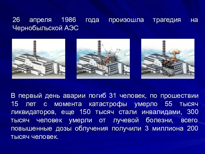 26 апреля 1986 года произошла трагедия на Чернобыльской АЭС В