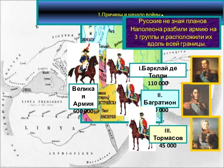 Летом 1812 г. французская армия численностью 600 000 человек сосредоточилась