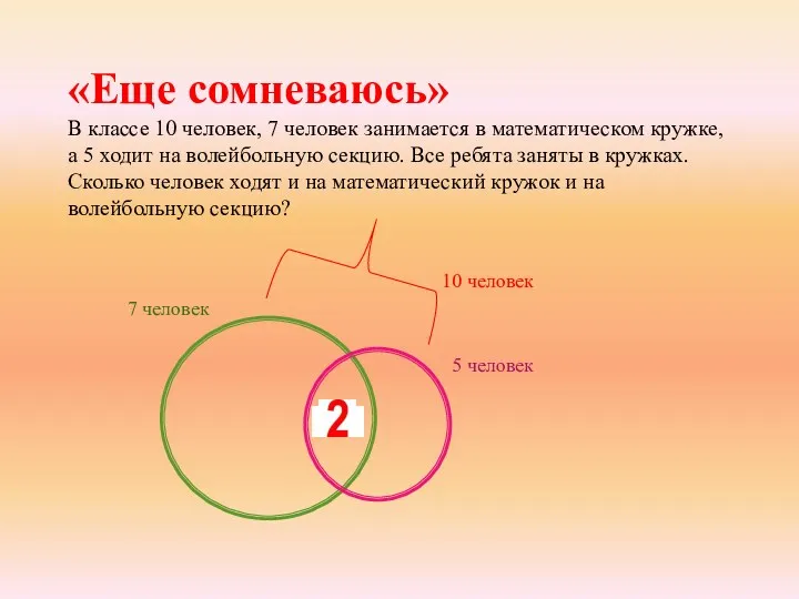 «Еще сомневаюсь» В классе 10 человек, 7 человек занимается в