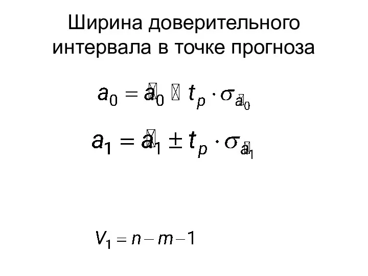 Ширина доверительного интервала в точке прогноза