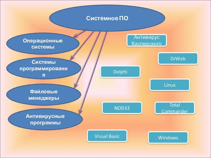 Системное ПО Операционные системы Системы программирования Файловые менеджеры Антивирусные программы