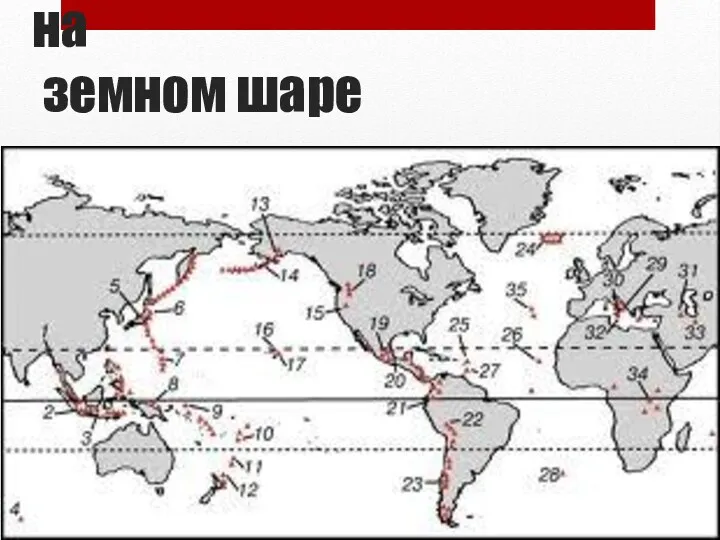 Расположение вулканов на земном шаре