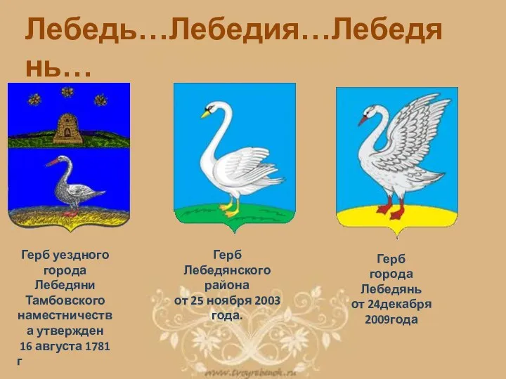 Герб уездного города Лебедяни Тамбовского наместничества утвержден 16 августа 1781