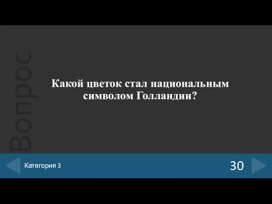 Какой цветок стал национальным символом Голландии? 30 Категория 3