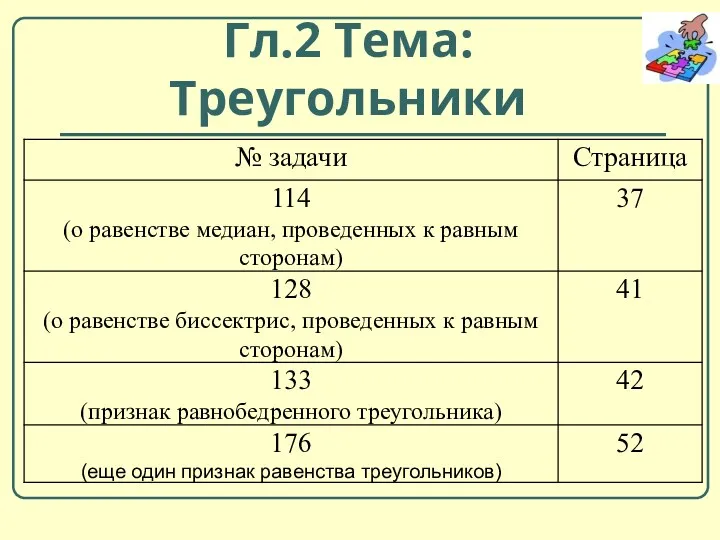 Гл.2 Тема: Треугольники