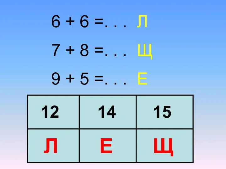 6 + 6 =. . . Л 7 + 8