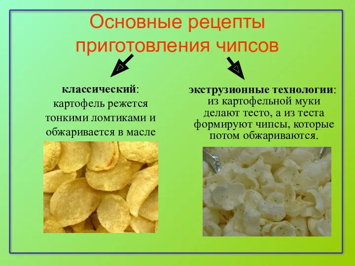 Основные рецепты приготовления чипсов экструзионные технологии: из картофельной муки делают