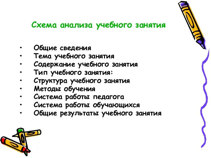 Схема анализа учебного занятия Общие сведения Тема учебного занятия Содержание