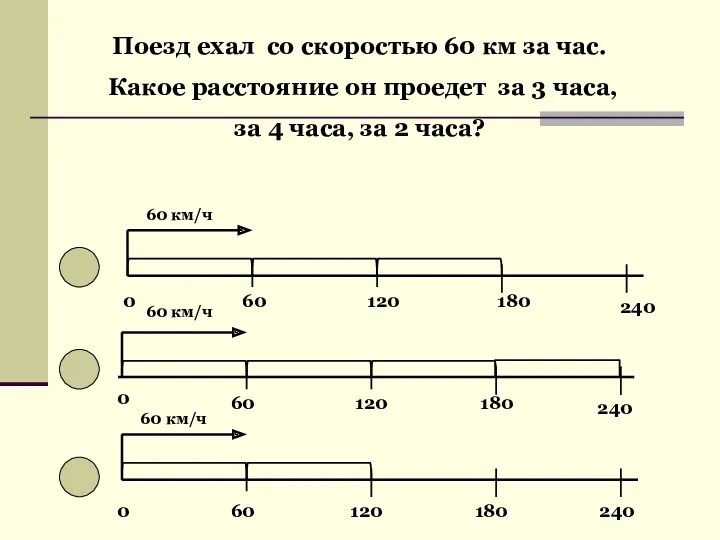 Поезд ехал со скоростью 60 км за час. Какое расстояние он проедет за