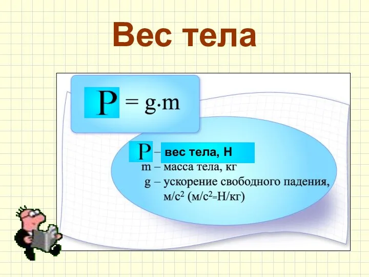 Вес тела вес тела, Н