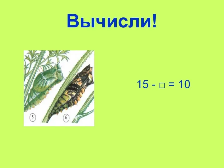 Вычисли! 15 - □ = 10