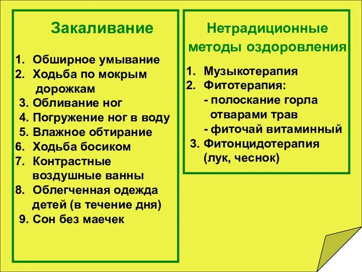 Закаливание Обширное умывание Ходьба по мокрым дорожкам 3. Обливание ног