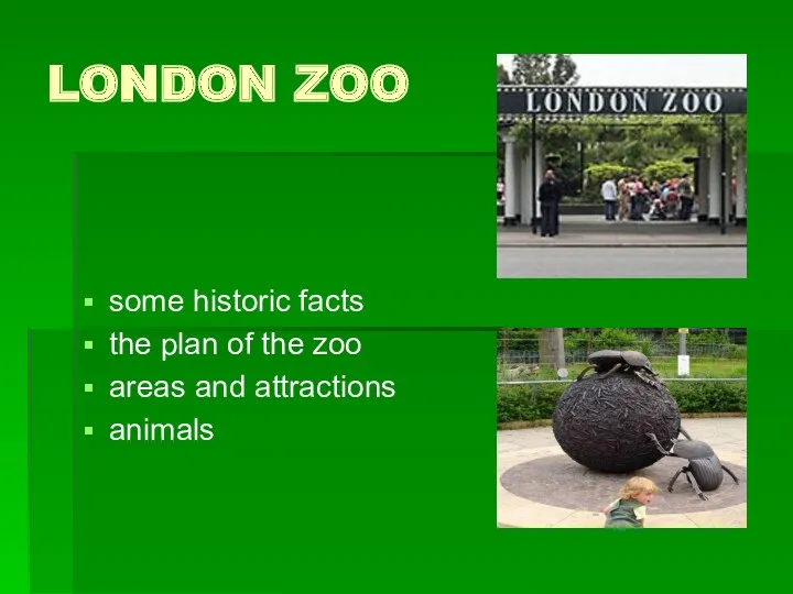 LONDON ZOO some historic facts the plan of the zoo areas and attractions animals