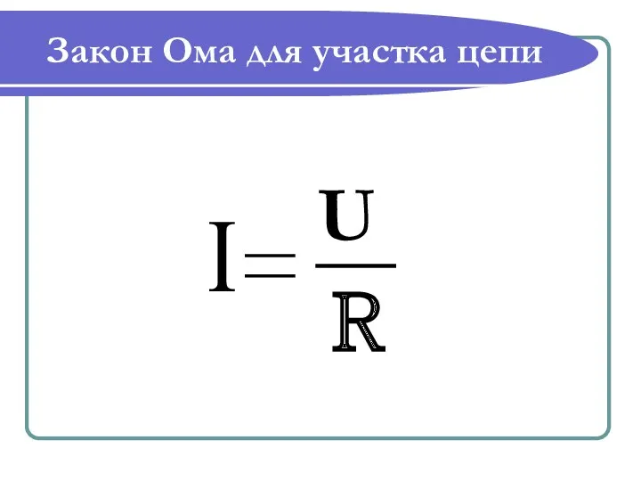 I Закон Ома для участка цепи U R