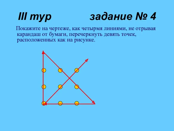 III тур задание № 4 Покажите на чертеже, как четырмя