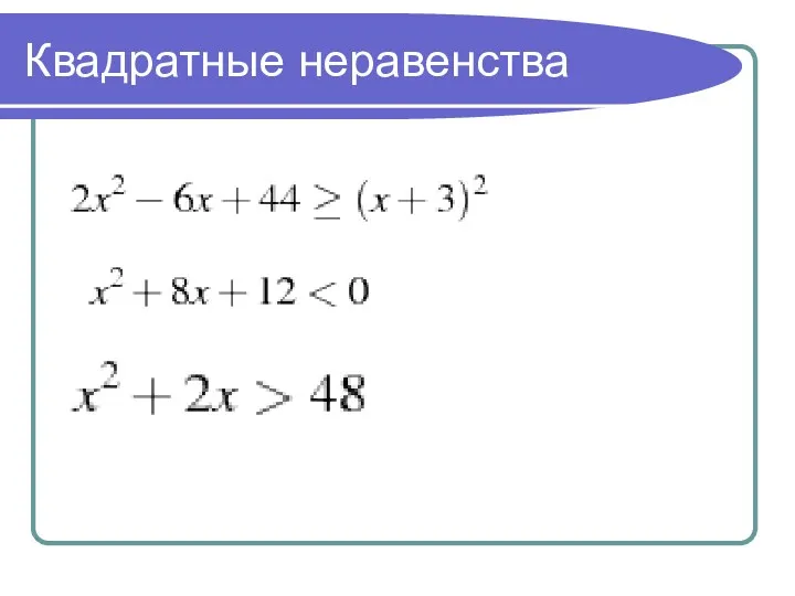 Квадратные неравенства