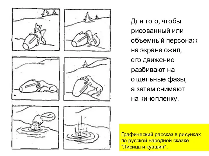 Графический рассказ в рисунках по русской народной сказке "Лисица и