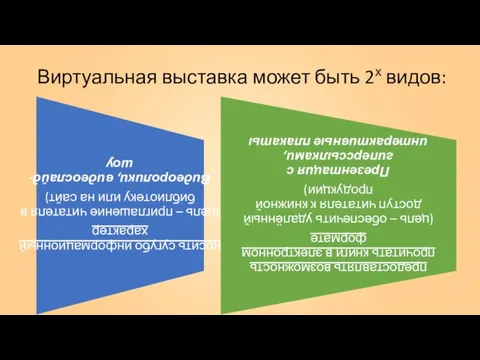 Виртуальная выставка может быть 2х видов: