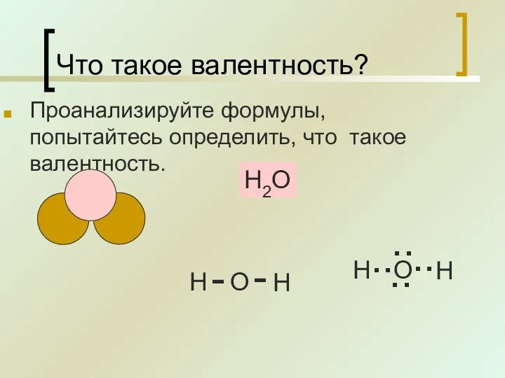 Что такое валентность? Проанализируйте формулы, попытайтесь определить, что такое валентность. H2O