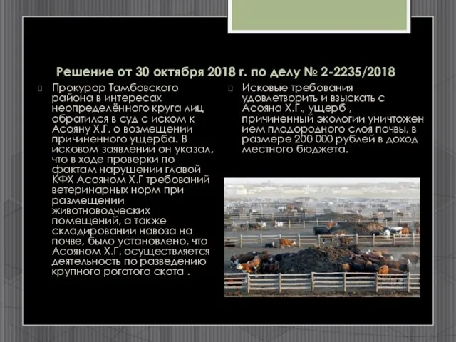 Решение от 30 октября 2018 г. по делу № 2-2235/2018 Прокурор Тамбовского района