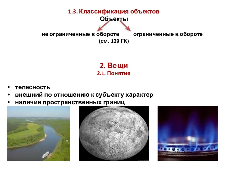 1.3. Классификация объектов Объекты не ограниченные в обороте ограниченные в