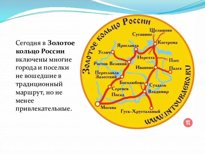 Сегодня в Золотое кольцо России включены многие города и поселки