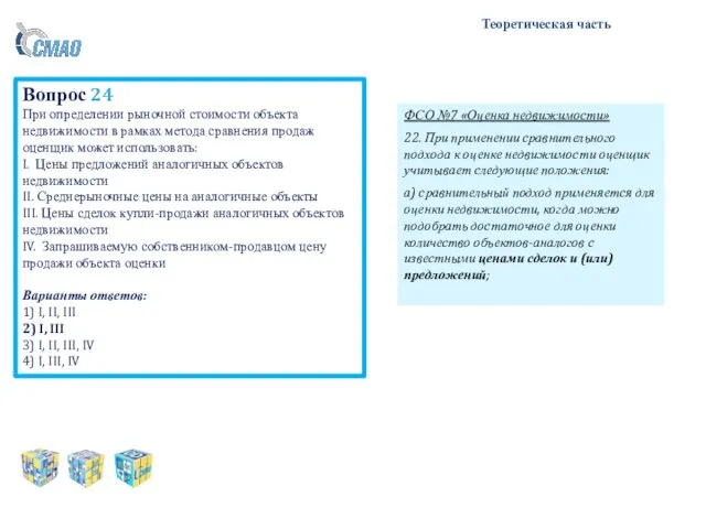 Теоретическая часть Вопрос 24 При определении рыночной стоимости объекта недвижимости