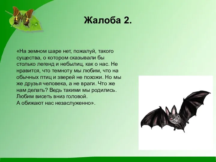 Жалоба 2. «На земном шаре нет, пожалуй, такого существа, о