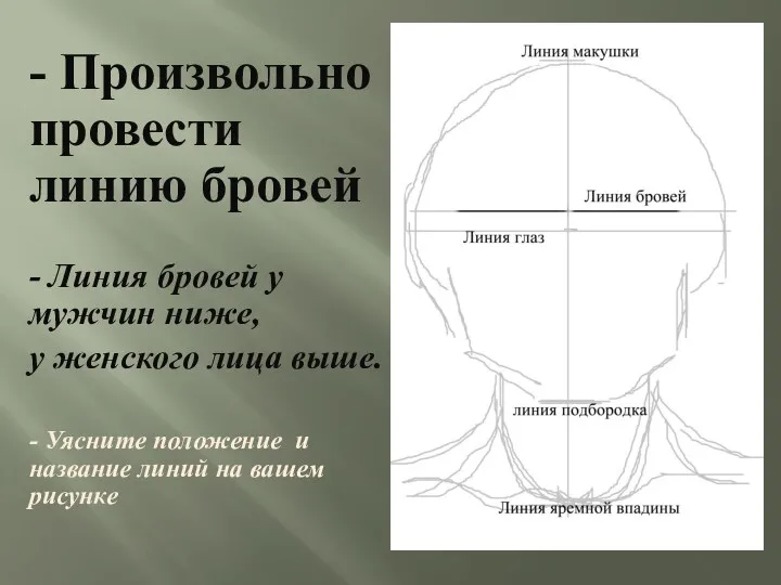 - Произвольно провести линию бровей - Линия бровей у мужчин