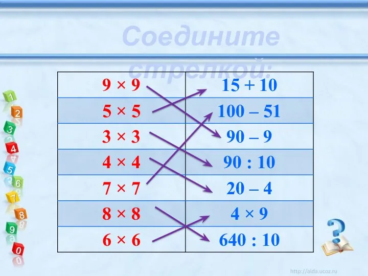 Соедините стрелкой: