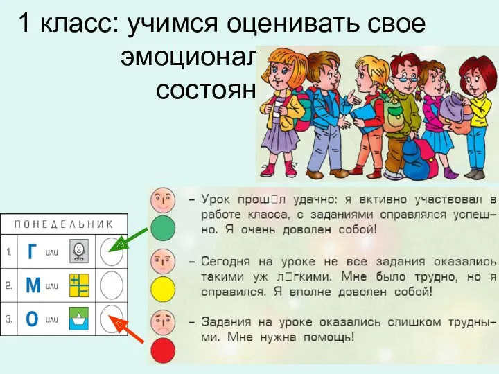 1 класс: учимся оценивать свое эмоциональное состояние