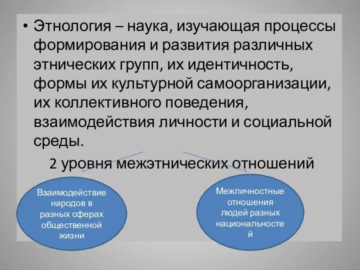 Этнология – наука, изучающая процессы формирования и развития различных этнических