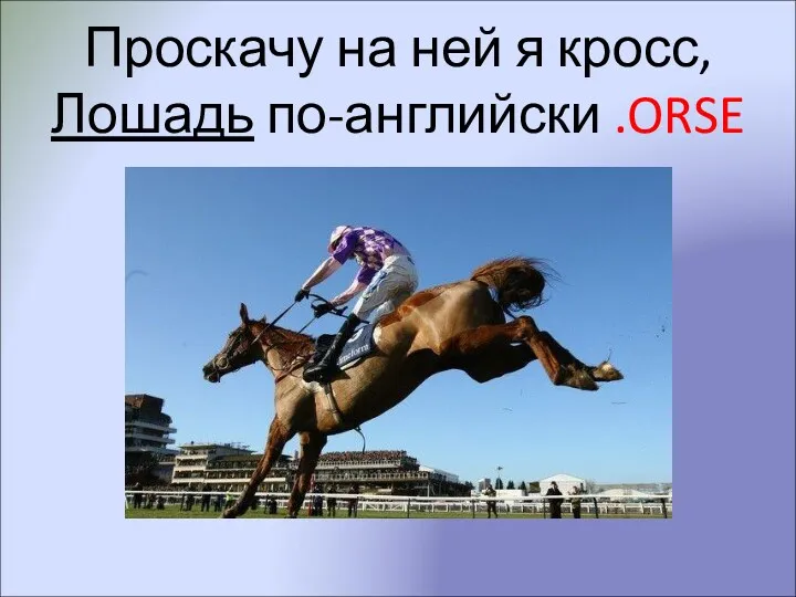 Проскачу на ней я кросс, Лошадь по-английски .ORSE