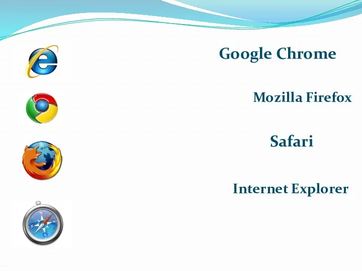 Google Chrome Mozilla Firefox Safari Internet Explorer