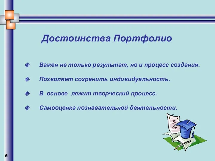 Достоинства Портфолио Важен не только результат, но и процесс создания.