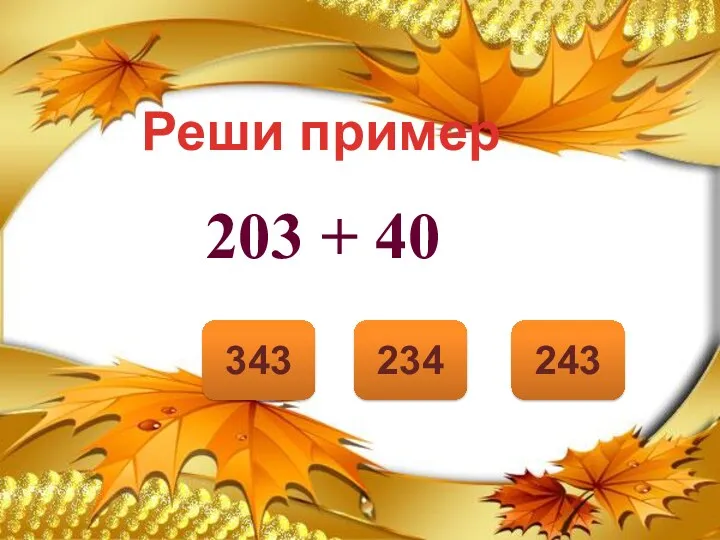 243 234 343 Реши пример 203 + 40