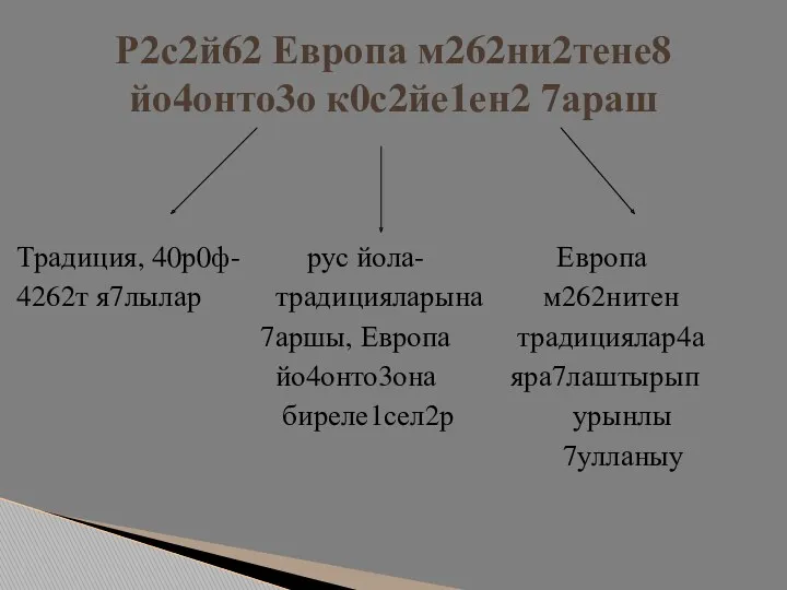 Р2с2й62 Европа м262ни2тене8 йо4онто3о к0с2йе1ен2 7араш Традиция, 40р0ф- рус йола-