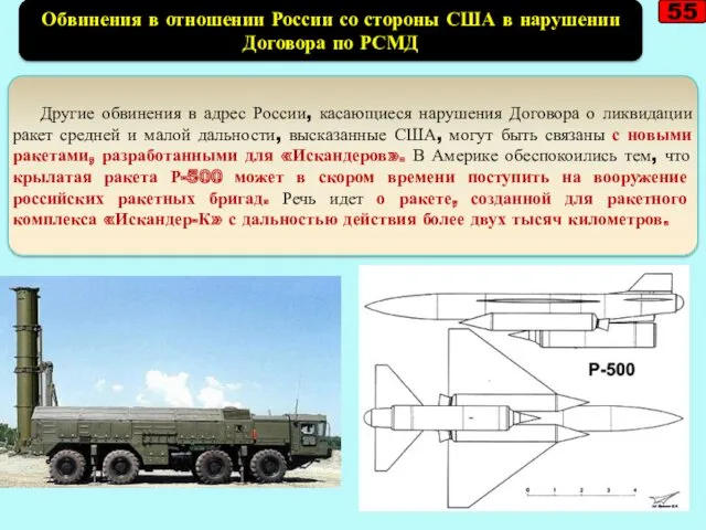 55 Другие обвинения в адрес России, касающиеся нарушения Договора о